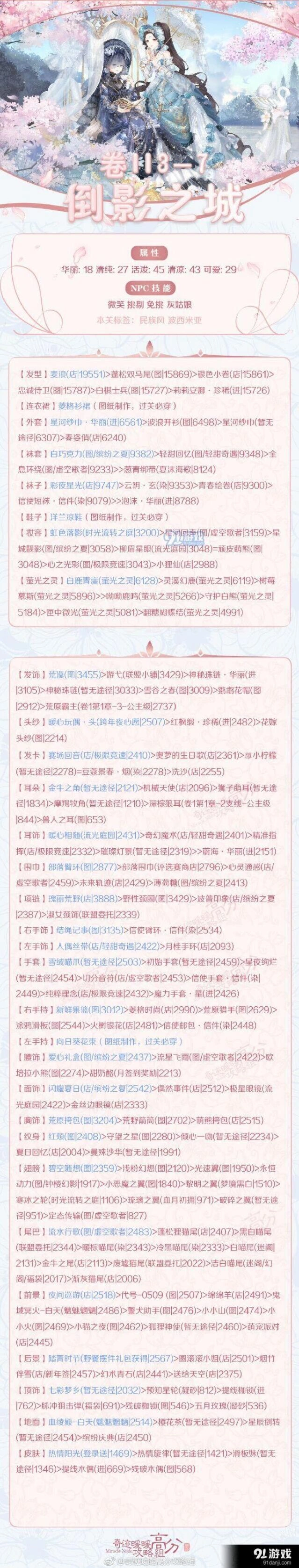奇迹暖暖卷二3-7攻略 倒影之城套装搭配推荐